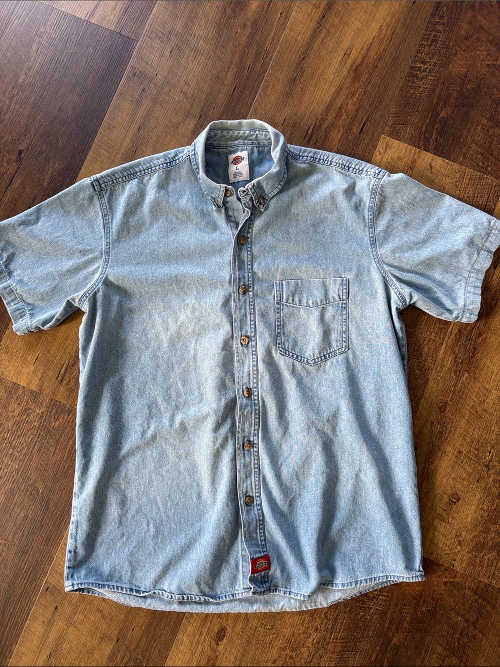 Vintage 90s Dickies Light Wash Denim Shirt Size L